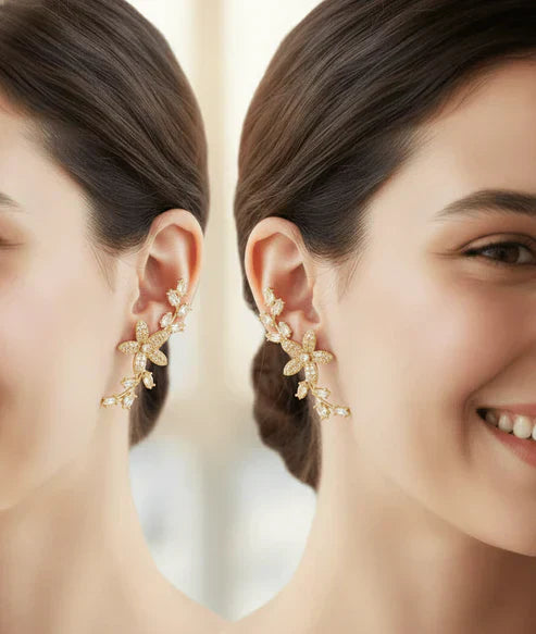 أقراط زهرة الكريستال المتدلية