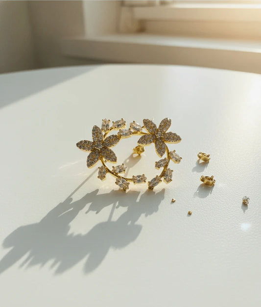 Floral Crystal Vine Earrings