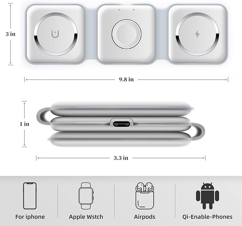 3-in-1 Wireless Charger Dubai | Fast Charging Station for Phone, Watch & AirPods