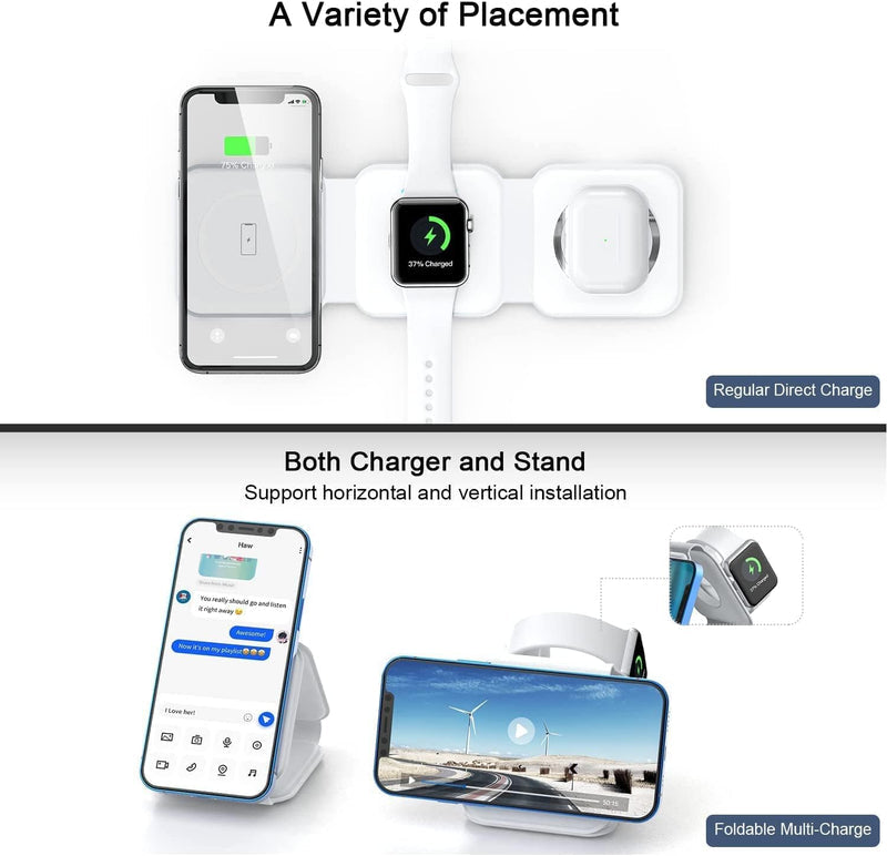 3-in-1 Wireless Charger Dubai | Fast Charging Station for Phone, Watch & AirPods