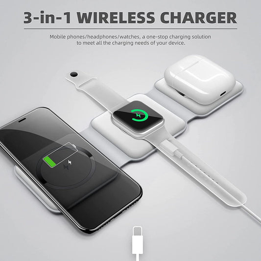 3-in-1 Wireless Charger Dubai | Fast Charging Station for Phone, Watch & AirPods