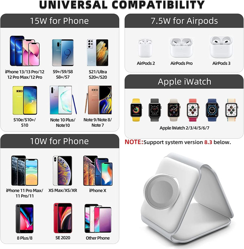 3-in-1 Wireless Charger Dubai | Fast Charging Station for Phone, Watch & AirPods