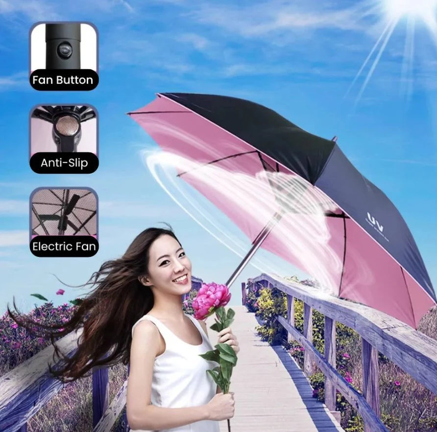 Fan Umbrella UAE | Cooling Sun Umbrella with Mini Fan