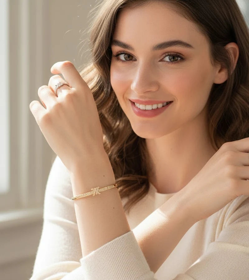 Crown Bangle & Ring Set
